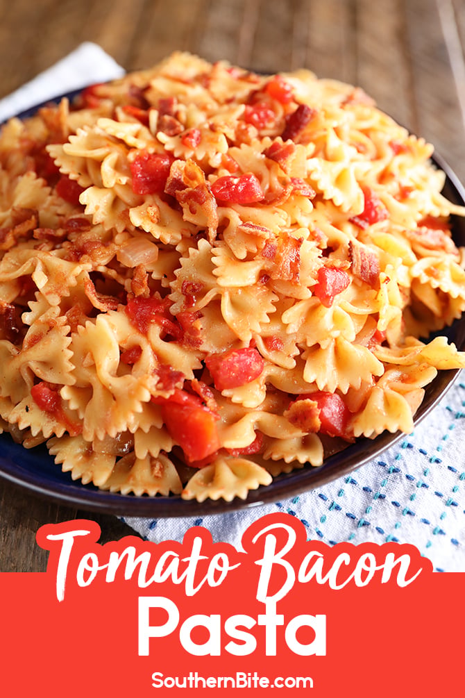 Tomato Bacon Pasta for Pinterest