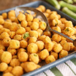 Fried Okra on a sheet pan
