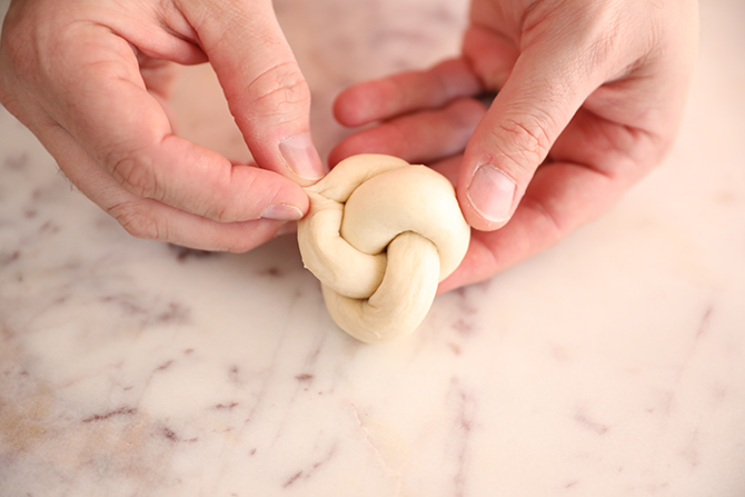 Pinching the dough together