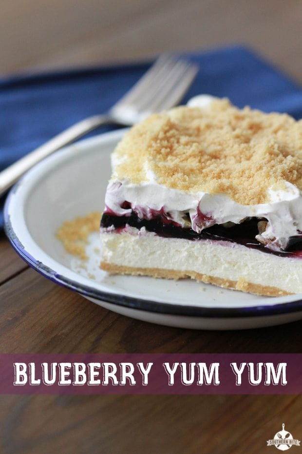 This recipe for Blueberry Yum Yum is the perfect creamy layered dessert for summer! 