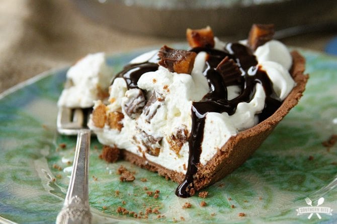 Slice of Amaretto Peanut Butter Cup Pie 