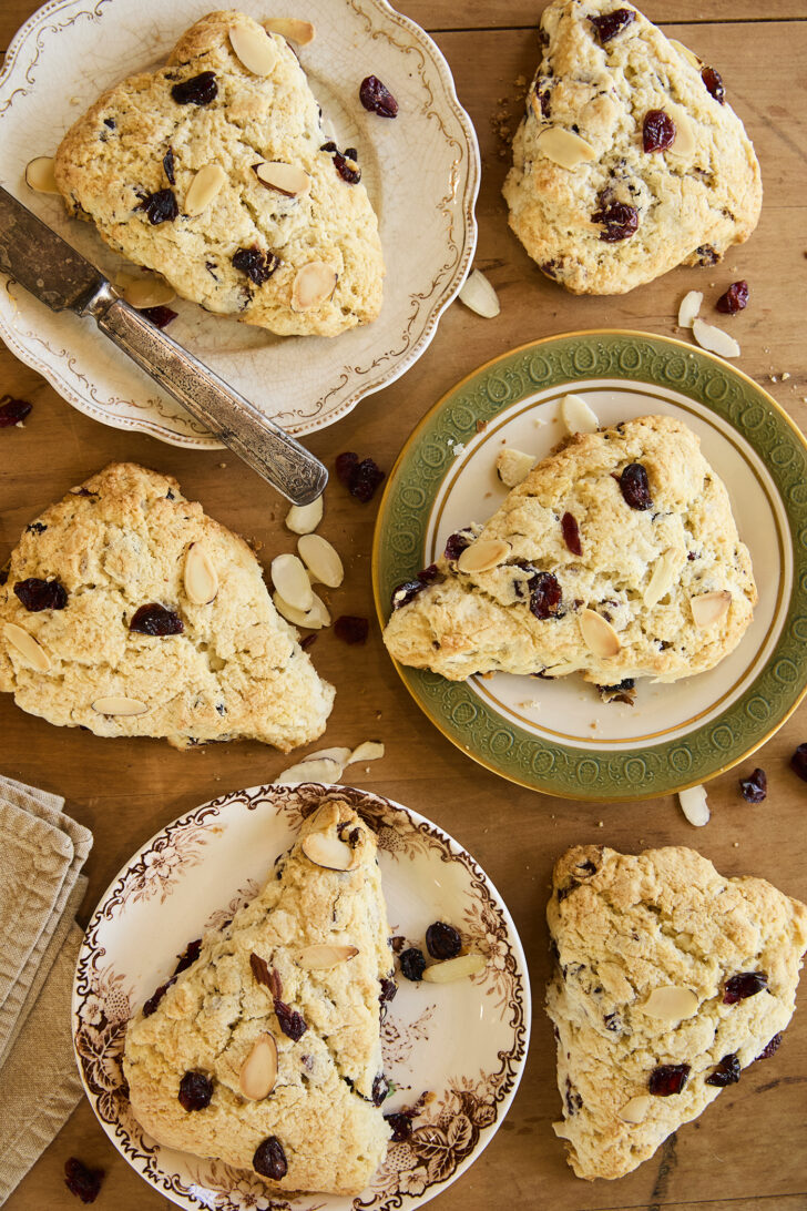 Scones and different plates.