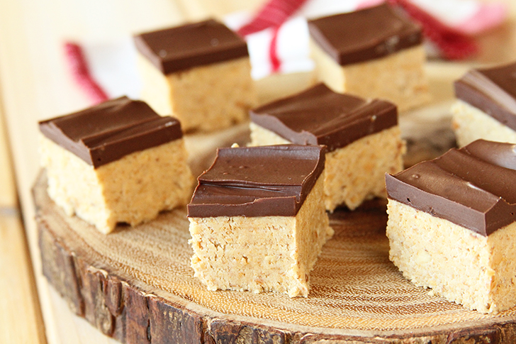 Close-up of Peanut Butter Ball Bars.