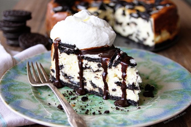 This is seriously the Easiest Oreo Cheesecake recipe ever. No water bath, just cheesecake deliciousness! 