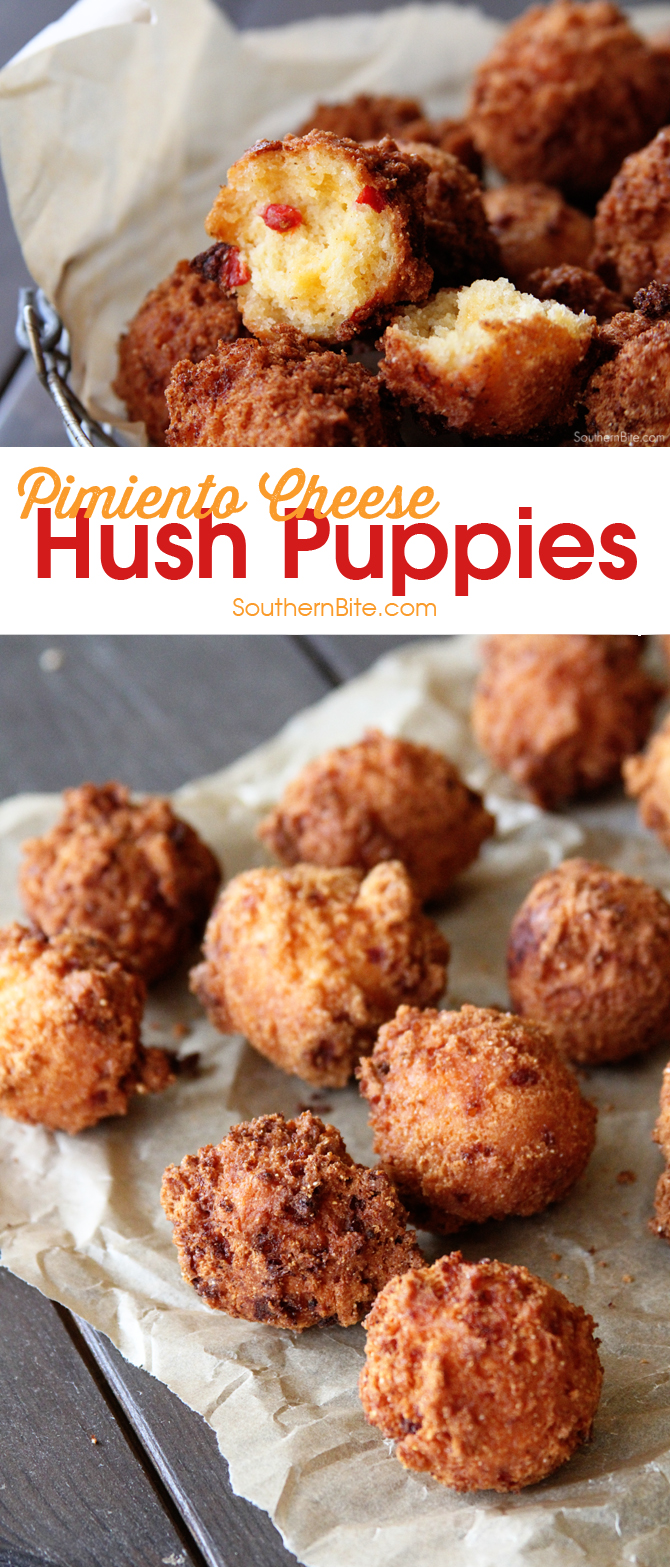 These Pimiento Cheese Hush Puppies need to be on your MUST MAKE list! The tangy pimiento and gooey cheese take the ordinary to extraordinary! 