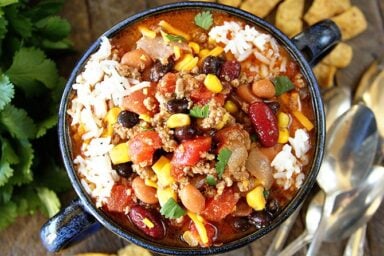 Easy Taco Soup in a Bowl.