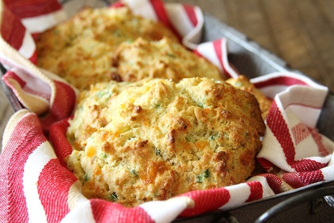 These Cheddar Jalapeño Cornbread Drop Biscuits combine two of my favorite breads into one delicious, easy-to-make recipe that's perfect with nearly any meal!