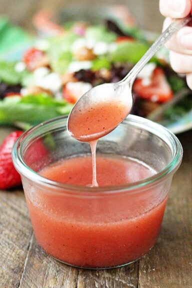 Simple Strawberry Vinaigrette in Bowl.