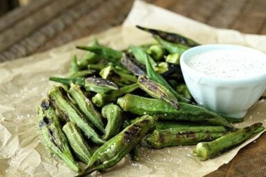 Grilling okra is my new favorite way to cook it! Tons of flavor and no slime!