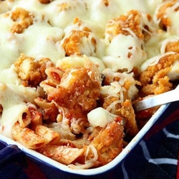 This Chicken Parmesan Bake turns the classic recipe into an amazingly easy casserole your family will love!