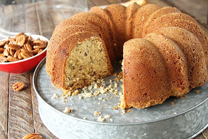 This Brown Sugar Pecan Pound Cake combines the caramel flavors of brown sugar with a dense and moist pound cake and adds nutty pecan flavor just for good measure! 
