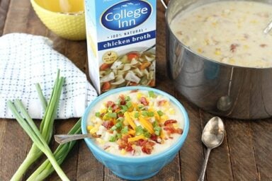 This Bacon Corn Chowder recipe is ready in about 30 minutes and there's no peeling or chopping! It's easy and delicious!