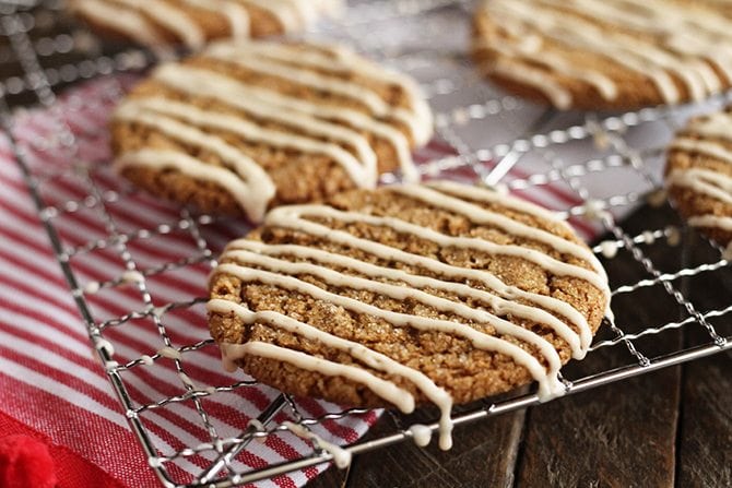 These easy Chewy Gingerbread Cookie with Eggnog Drizzle are sure to be your new favorite holiday cookie recipe! 
