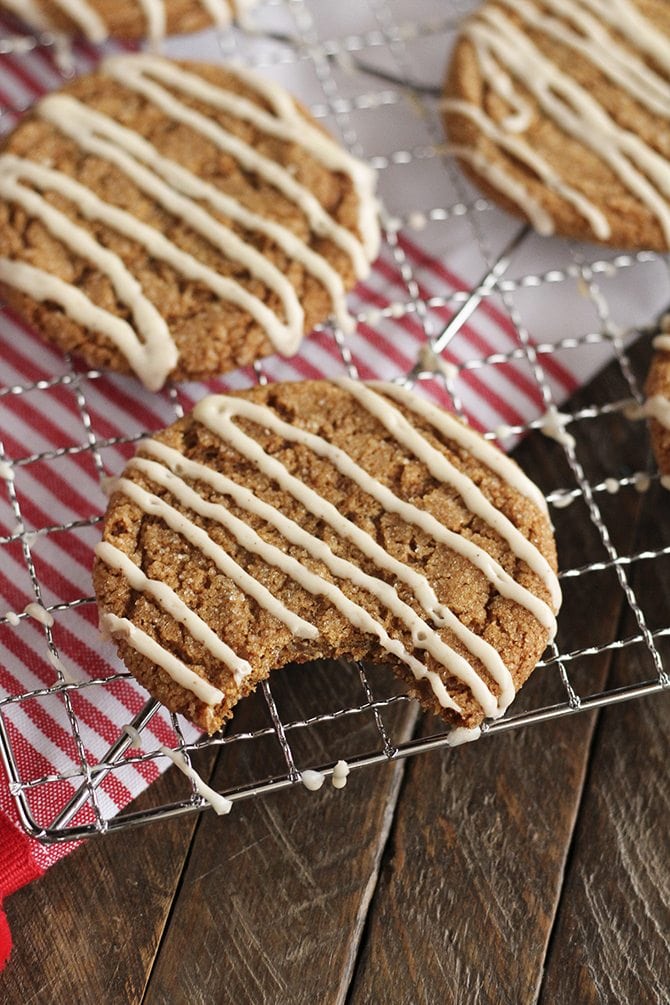 These easy Chewy Gingerbread Cookie with Eggnog Drizzle are sure to be your new favorite holiday cookie recipe! 