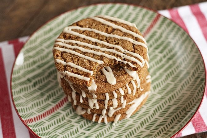 These easy Chewy Gingerbread Cookie with Eggnog Drizzle are sure to be your new favorite holiday cookie recipe! 