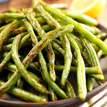Close shot of Roasted Green Beans