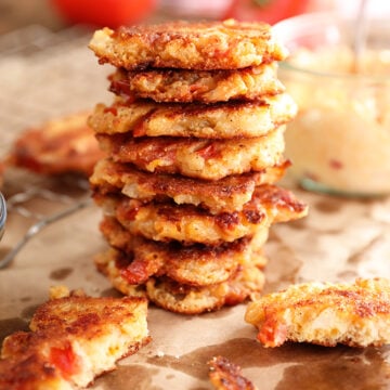 Stack of Tomato and Pimento Cheese Fritters