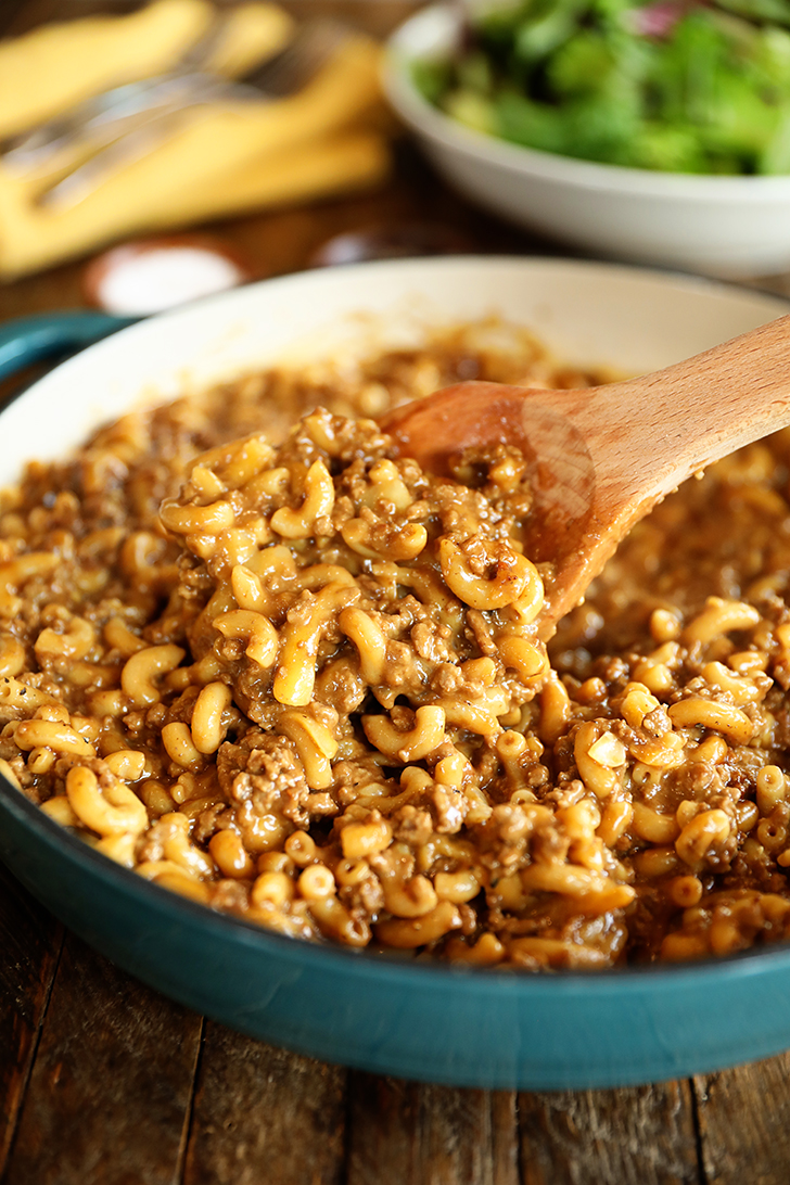 Scoop of Homemade Hamburger Helper.