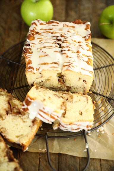 Apple Fritter Bread on cooling rack.