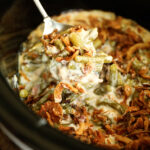 Spoonful of Slow Cooker Ultimate Green Bean Casserole.