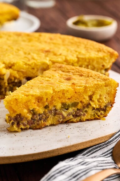 Close-up view of Mexican Cornbread.