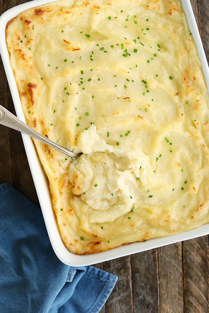 Overhead view of Baked Mashed Potatoes.