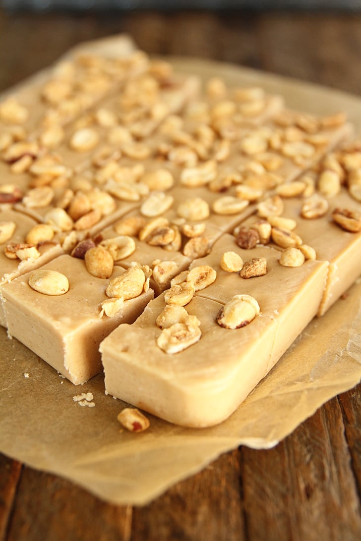 Peanut Butter Fudge cut into pieces.