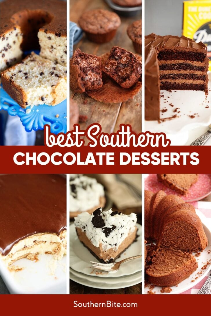 Best Southern Chocolate Desserts Image for Pinterest.